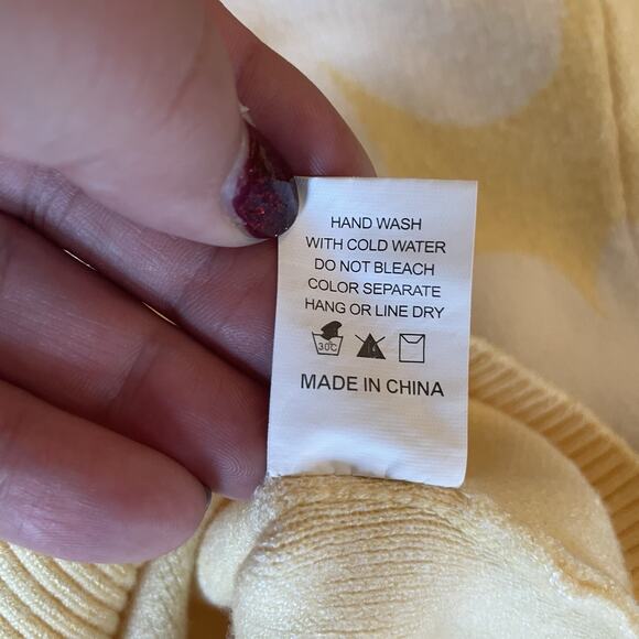 Luna Ivy Daisy Croquette Cottage Preppy Cozy Casual Cropped Sweater Sz S Yellow - Picture 10 of 14